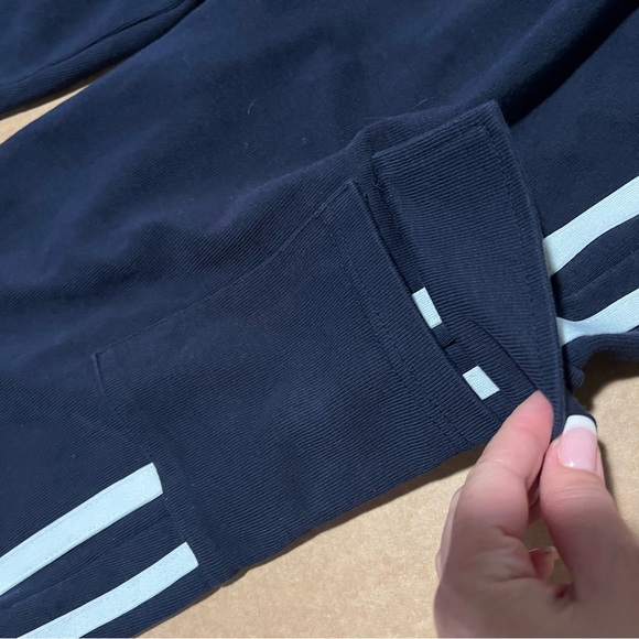 Commense Utility cargo stripe Sweatpants wide leg, navy blue, pull up pants sz M - Picture 5 of 11
